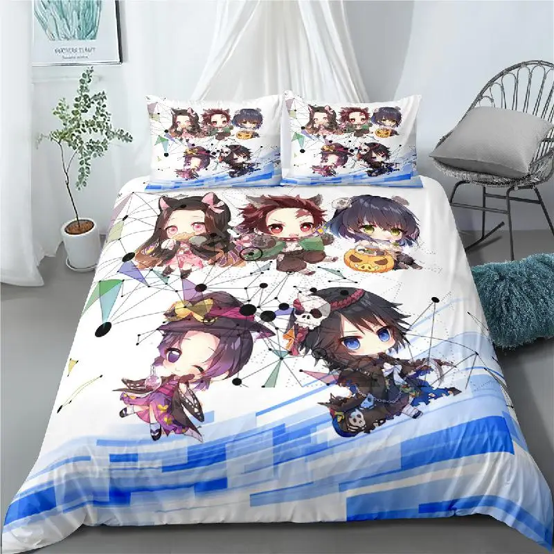 

Anime Demon Slayer Comforter Bedding Set 3d Duvet Cover Pillow Case Kimetsu No Yaiba Tanjirou Kawaii Anime Bedding Home Textile