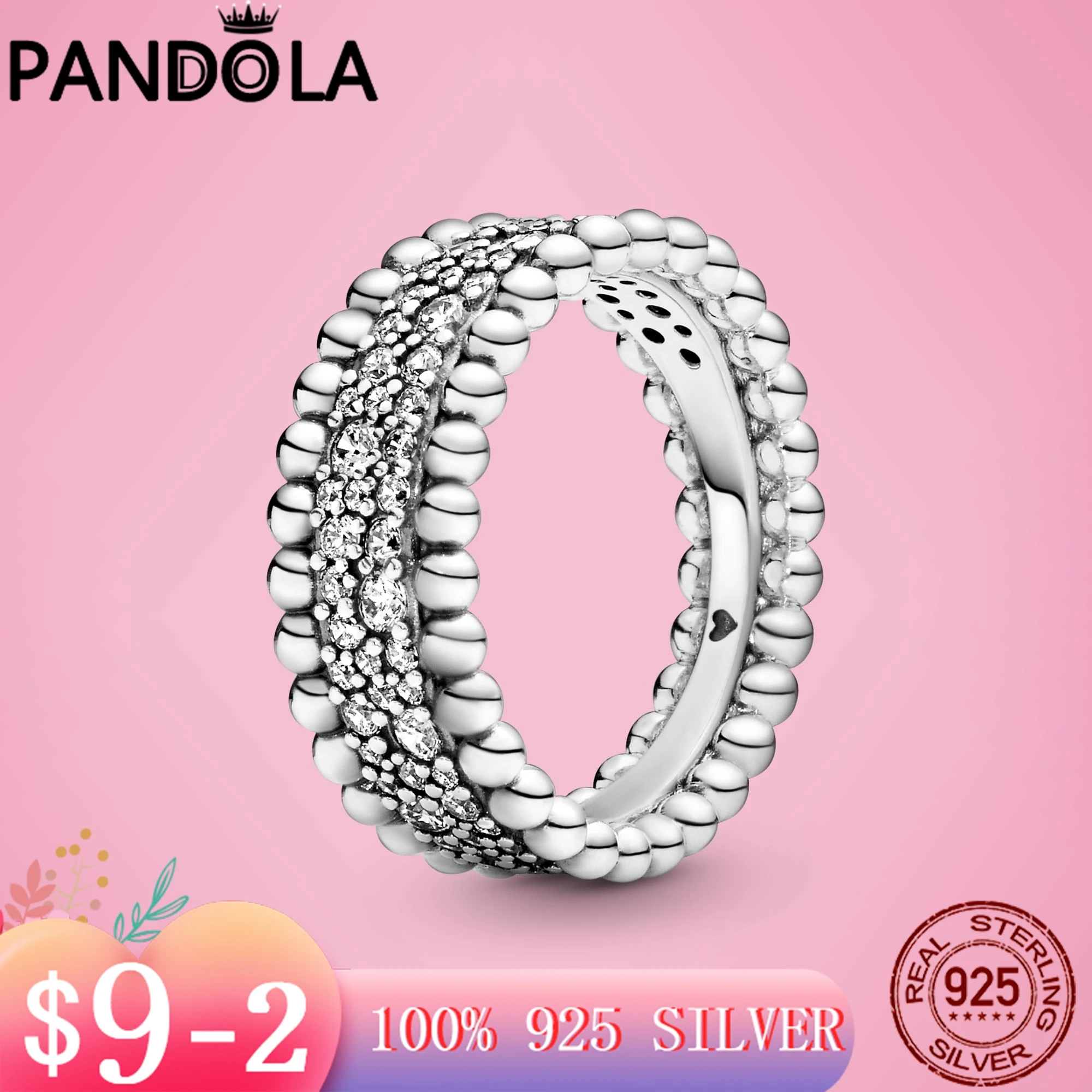 

Женское кольцо из серебра 2021 пробы, с бусинами