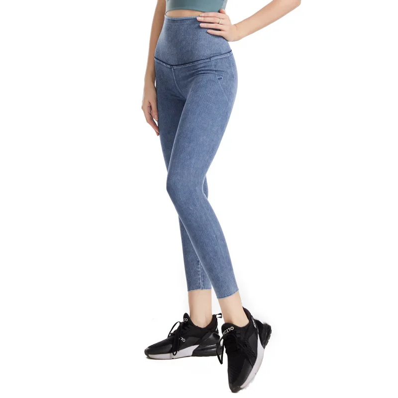 

2021 New Leggings Women's Outer Wear Autumn And Winter Thin High-waisted Slim Jeans Belly Buttocks Yoga Pants