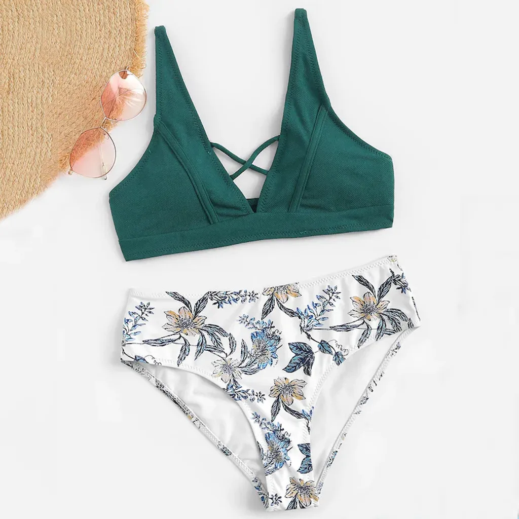 Летний Новый сексуальный женский комплект бикини для девочек с нежным принтом