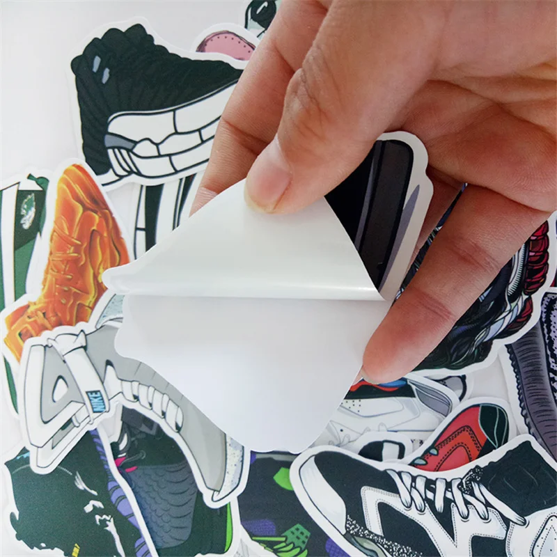

100PCS Cartoon AJ Shoes Stickers Mixed Cool Jordan SNEAKER Stickers For Bike Luggage Box Notebook Graffiti Waterproof Stickers
