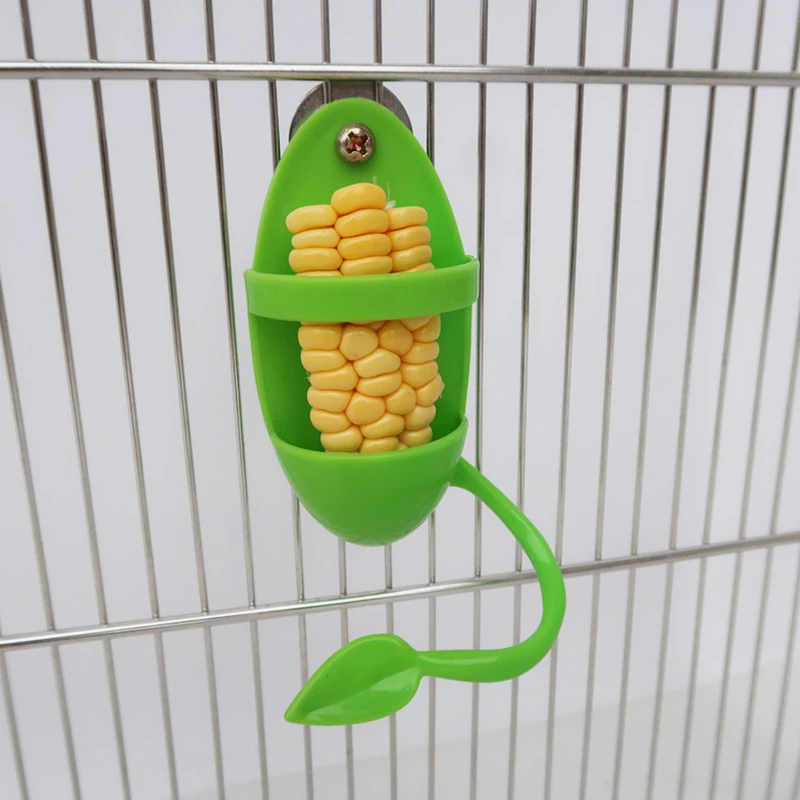 

Hanging Food Parrot Feeder With Standing Rack Fruit Vegetable Holder Plastic Container Cage Accessories Pet Bird Supplies