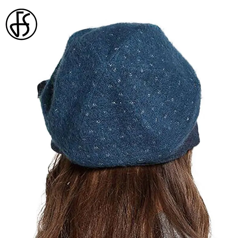 FS Французский Берет шапки синего оранжевого верблюжьего цвета зимняя женская