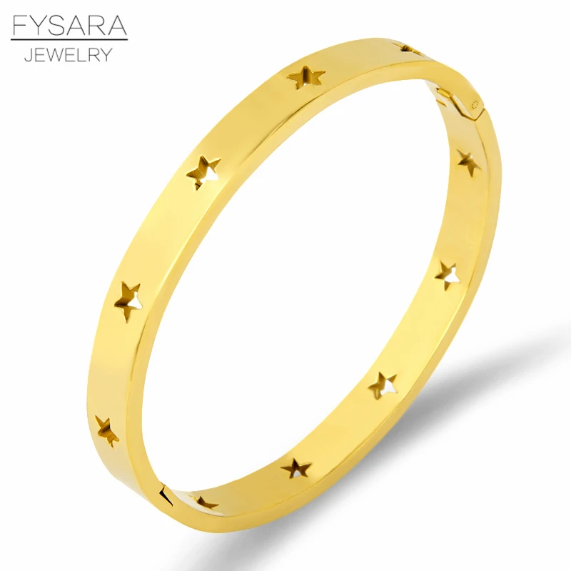 FYSARA модный полый браслеты со звездами и из нержавеющей стали для женщин
