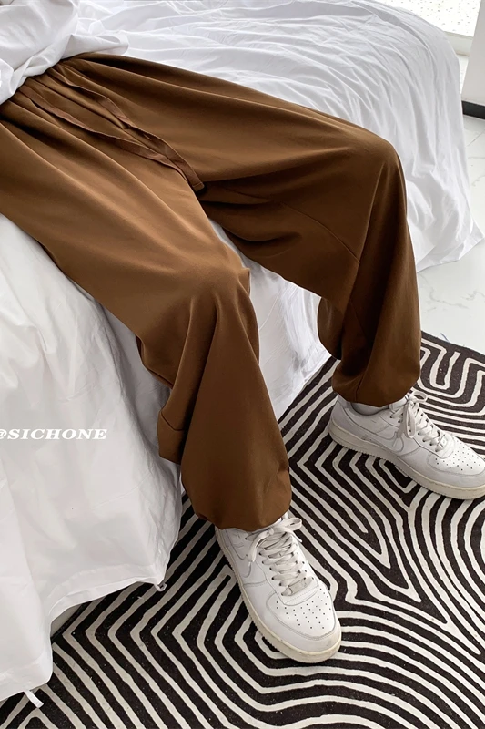 

Casual Pants Men's Summer Tide Loose Drooping Breathable Straight Hong Kong Style Solid Color Sports Wide-Leg Pants