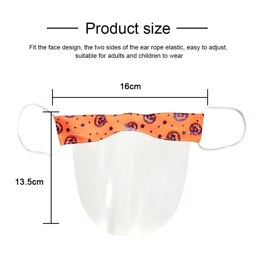 

4PCS Halloween Child Face Shield Washable Reusable Comfortable Mask Transparent Visual Mask Halloween Cosplay Props masks A50
