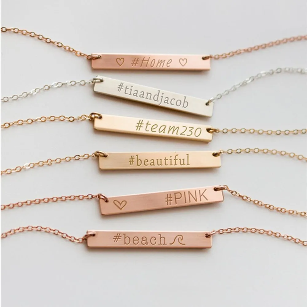 

Custom Bar Necklace- Custom Letter Necklace, Personal Necklaces, Thin Bar Necklace, Custom Personalized Jewelry, Engagement Gift
