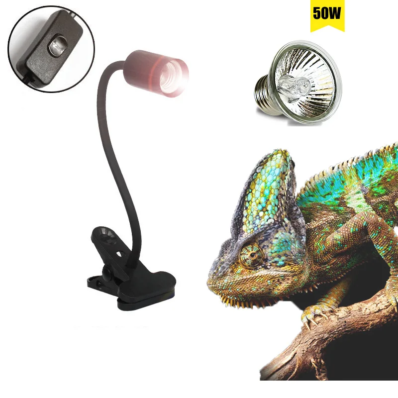 50w lamp 25 Вт 50 Вт 75 Вт лампа для рептилий UVA+ UVB 3,0 лампа с зажимом, держатель для лампы, нагревательная лампа, черепаха, черепахи, греется лампа, светильник, комплект - Цвет: 50w lamp
