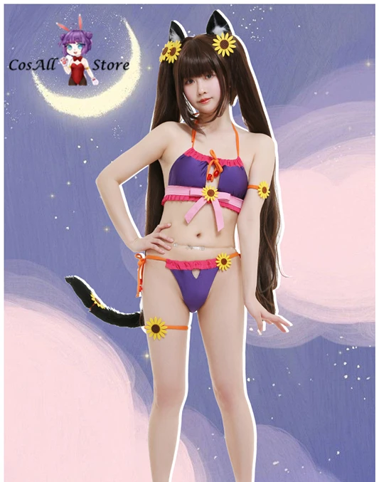 

{CosAll}Nekopara chocolate Swimsuit Cosplay costume Summer sexy bikini chocolate lovely swimsuit lingeries