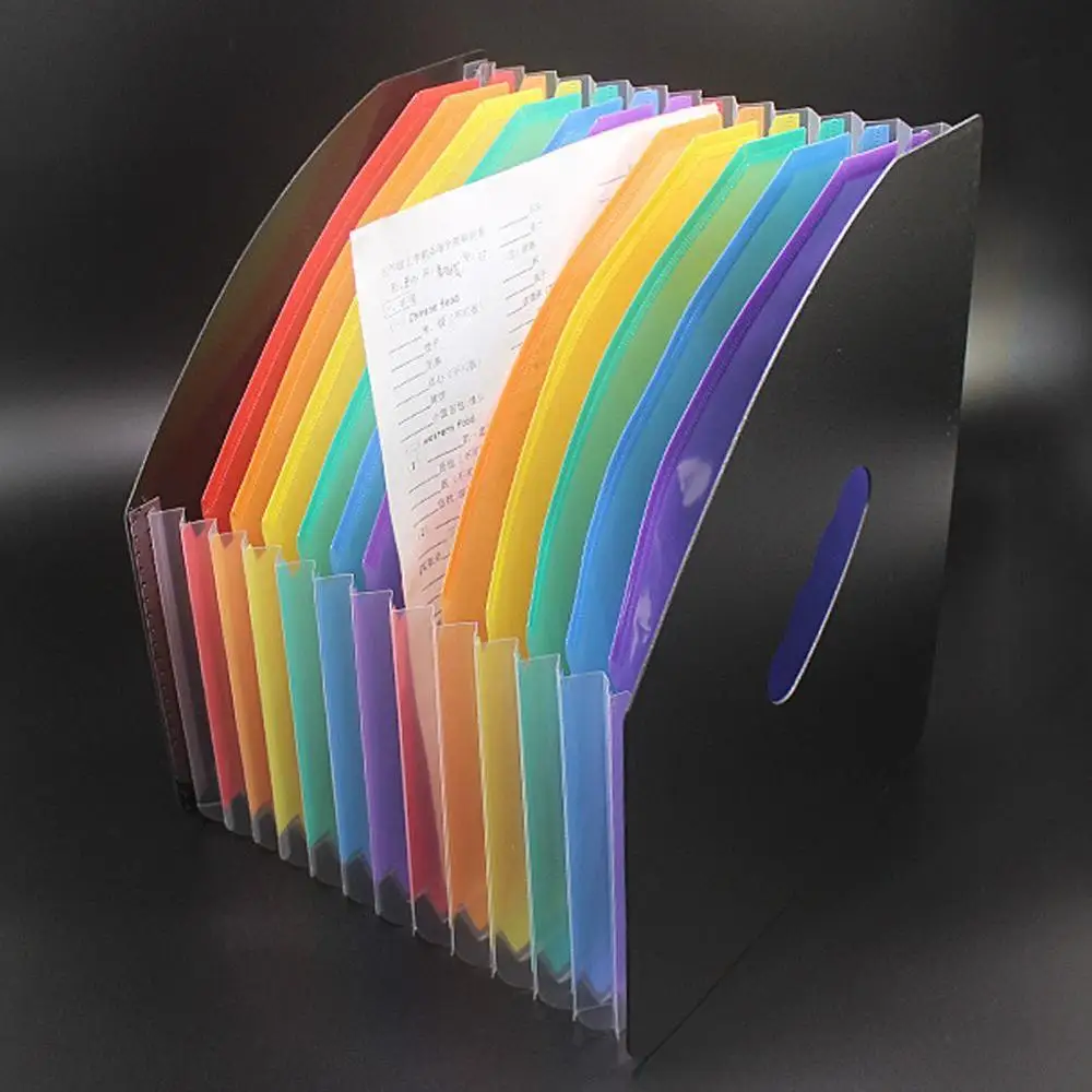 

Pockets Business Portable Standing Expandable Folder Bag Rainbow A4 File Filing Organizer Document Clip Organ V4D5