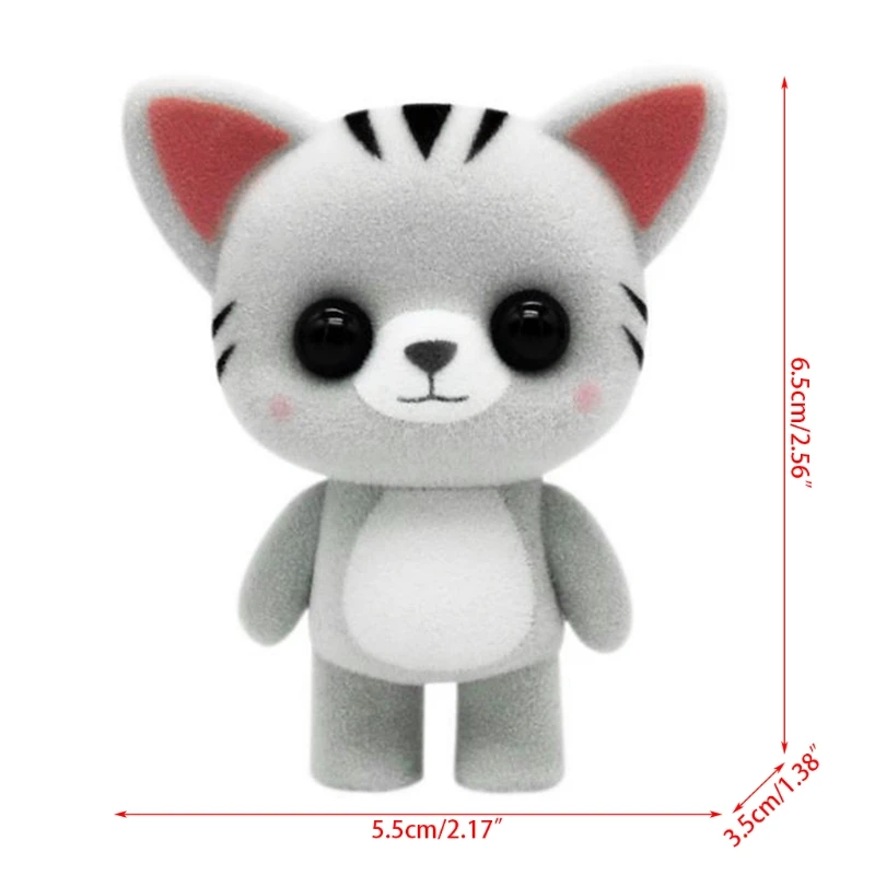 

Q0KB Mini Cute Flocking Cat Doll Animal Flocking Car Home Decoration Baby Kids Gifts