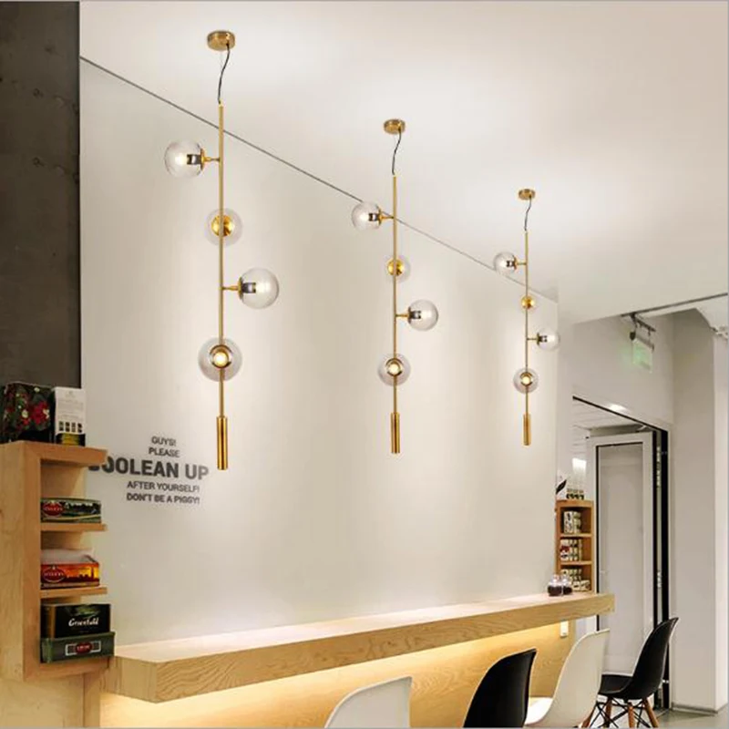 Luces colgantes modernas de diseño nórdico, accesorios colgantes de vidrio de 6 cabezales, luminaria para comedor, cocina, lámparas de restaurante Industrial