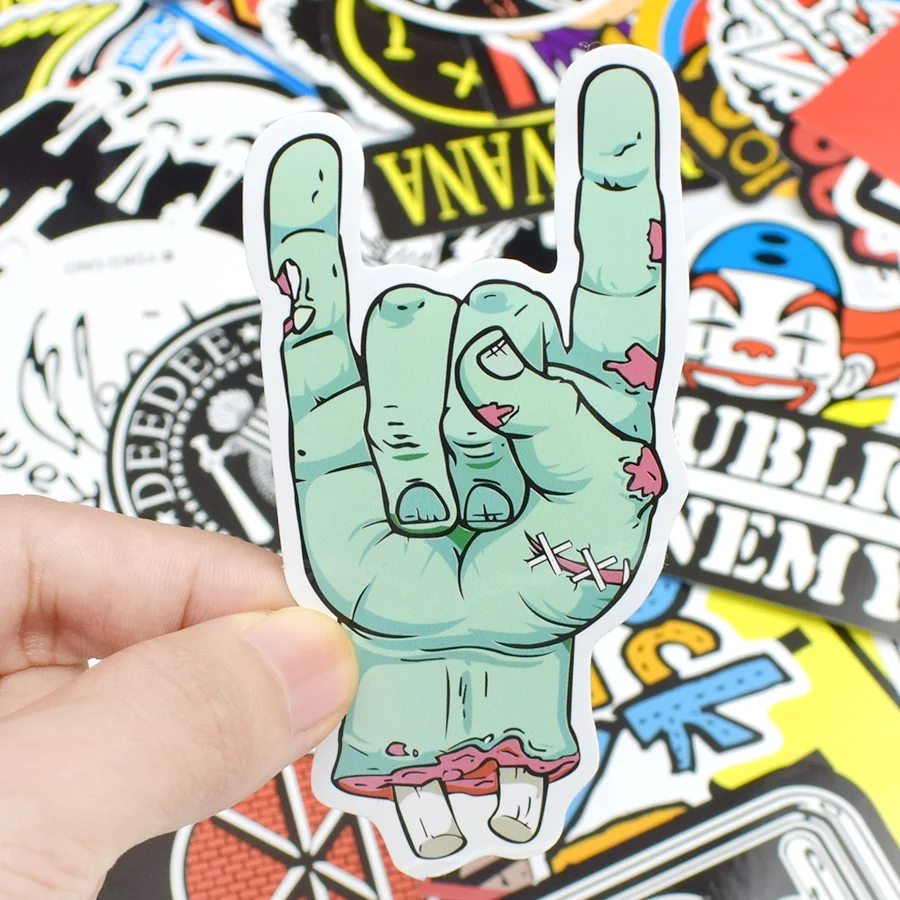 Calcoman&iacute;as de m&uacute;sica Rock Retro, pegatina JDM de grafiti para guitarra, motocicleta, ordenador port&aacute;til, equipaje, monopat&iacute;n, Snowboard, 100 Uds.-2