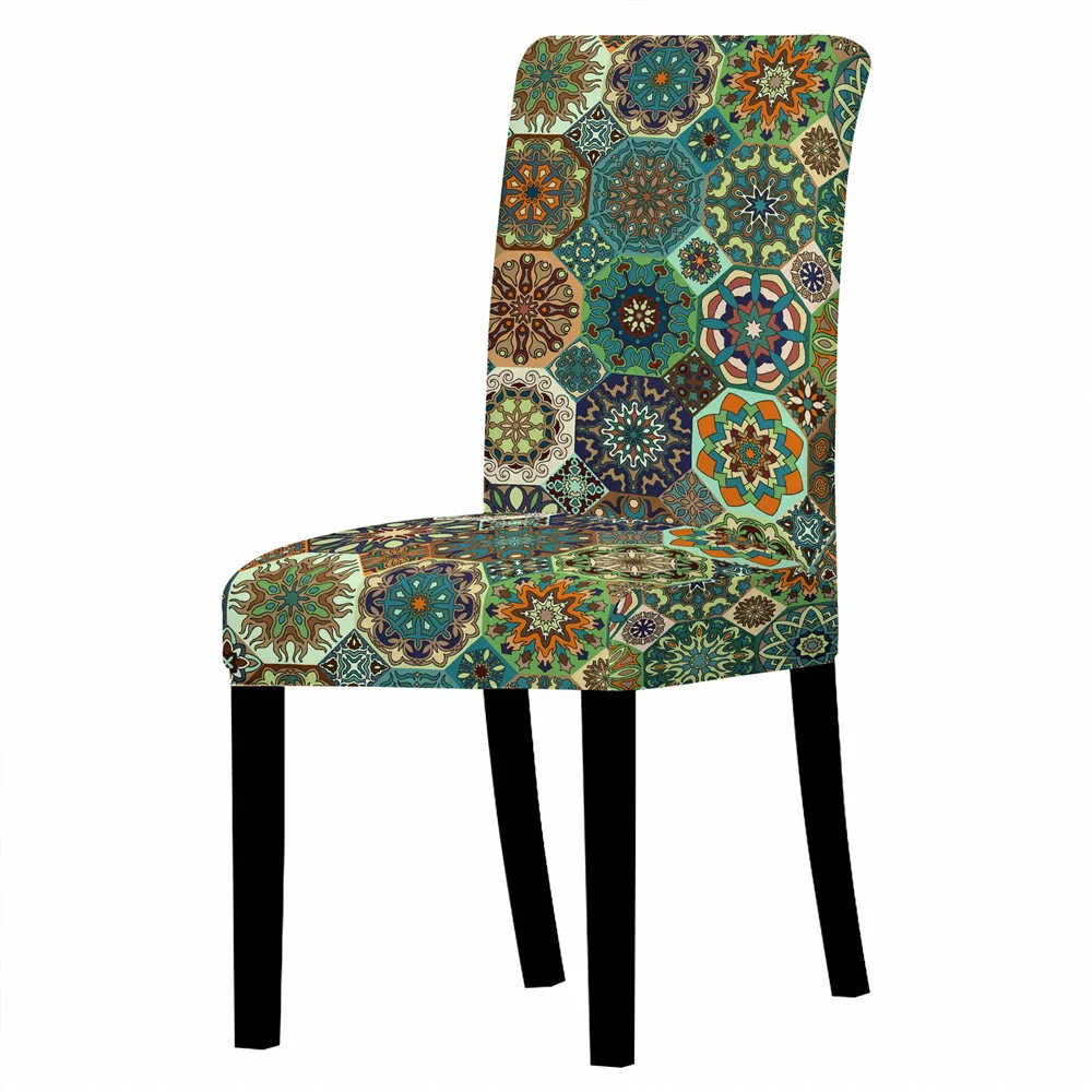 Чехол для стула в богемном стиле с геометрическим узором спандекс