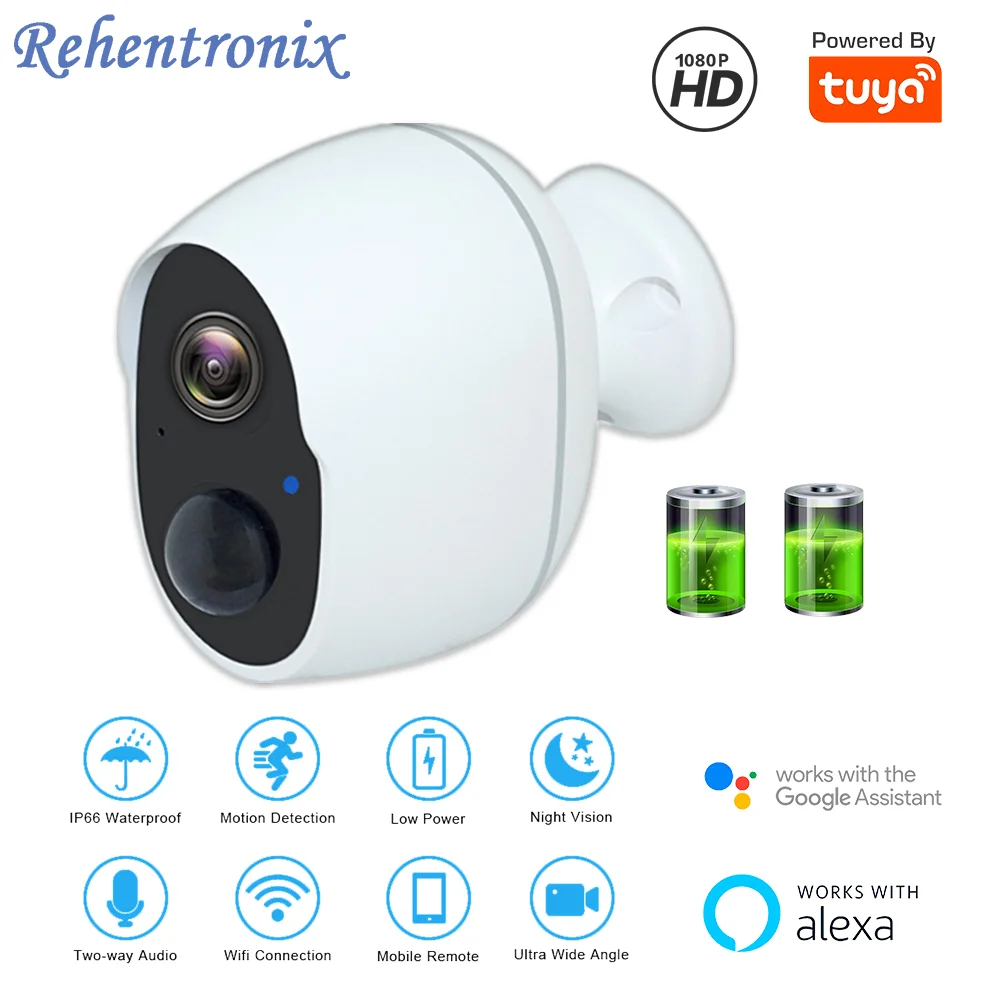 Outdoor WiFi Battery Camera 1080P HD Wireless Rechargeable Battery Powered Security IP Camera Smart Home Alarm Tuya WiFi Camera