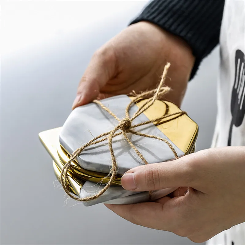 4 шт./компл. скандинавские Мраморные Подставки керамические подставки для чайных