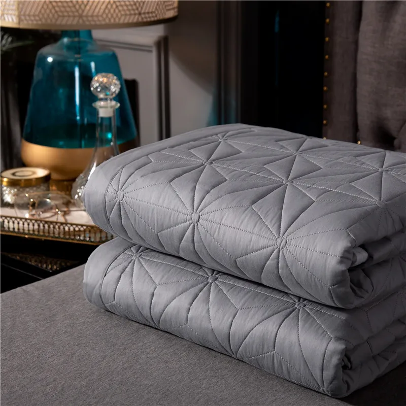 New 1pc 245x245cm and 245x265cm gray white cotton Bedspread and 2pcs pillowcase blanket Duvet Quilt bed cover