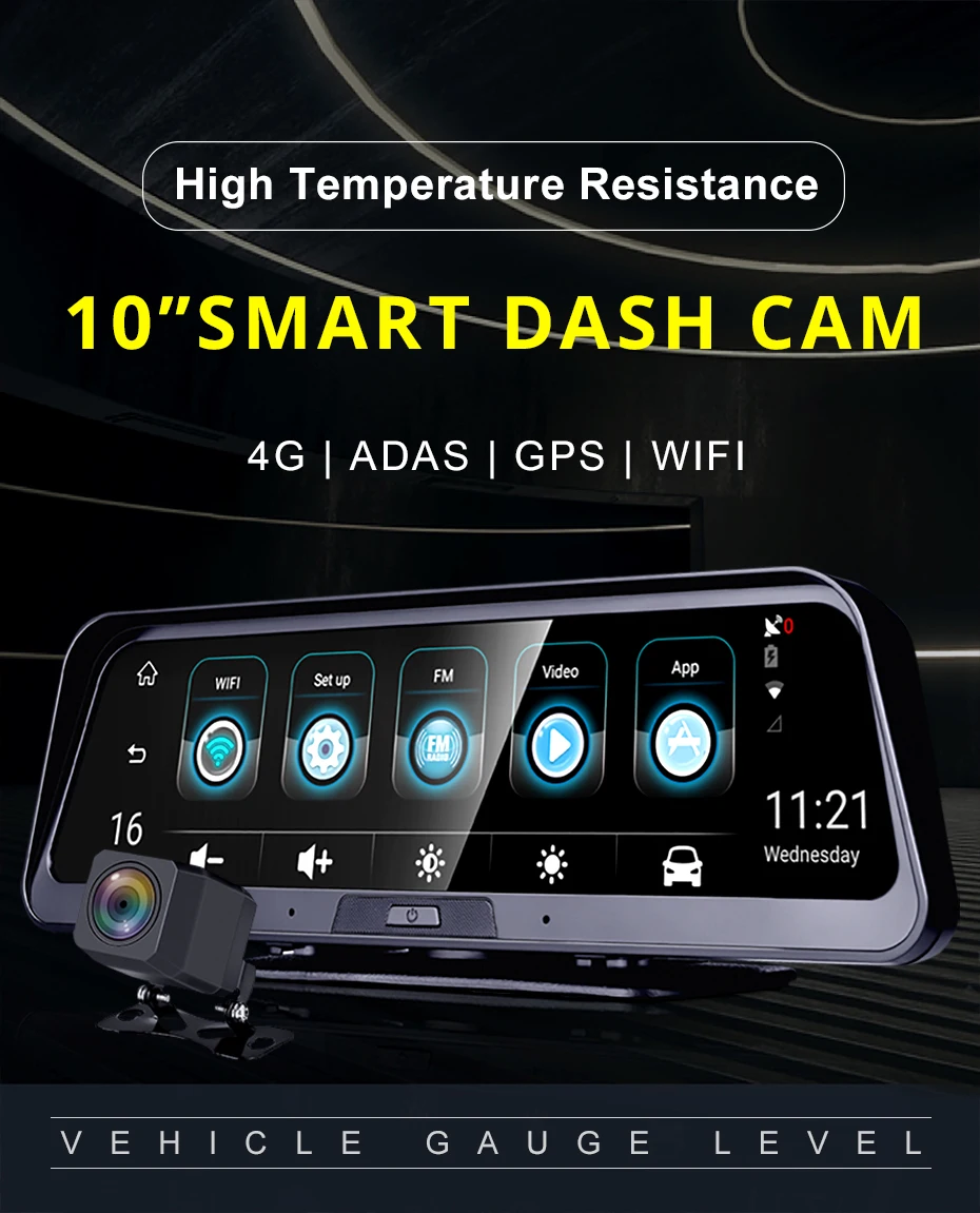 Bluavido 1" ips 4G Android умный Автомобильный видеорегистратор Камера gps навигация ADAS FHD 1080P Автомобильный видеорегистратор WiFi удаленный мониторинг