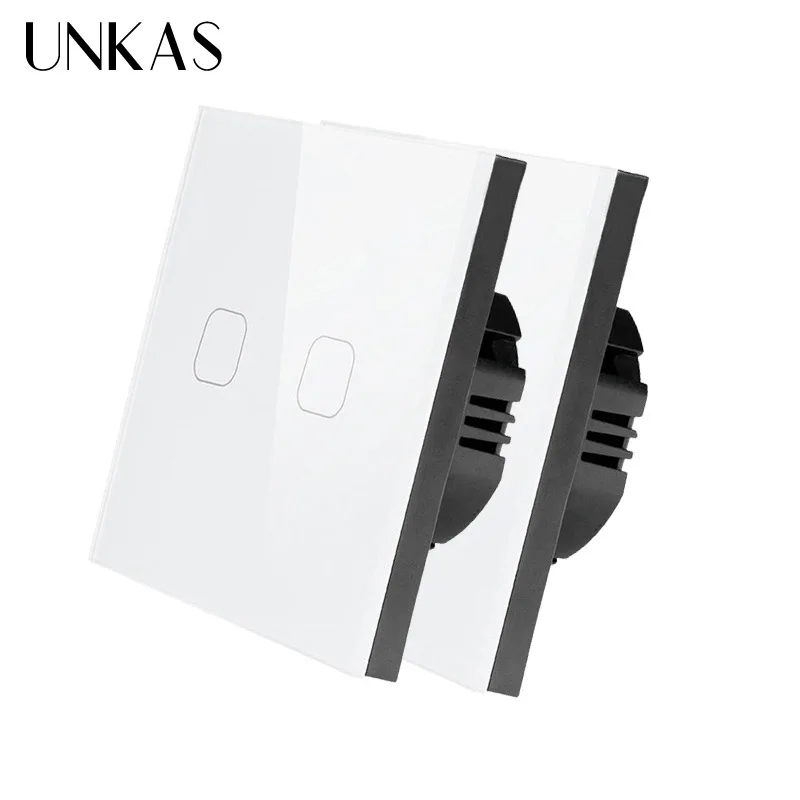 Панель из закаленного стекла UNKAS стандарт ЕС 1 / 2 клавиши канал светильник