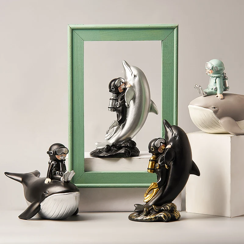 

Nordic Creative Black resin diver Figurines Craft Decorative Ornaments Home Living Room desktop Decoration Accessories gift desk