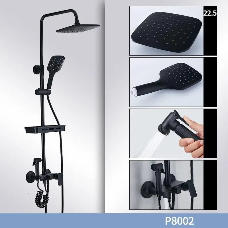 Черная Torneira Lavabo Dusch система Doccia Do Banheiro Painel Regadera электрическая Душевая система Ducha Chuveiro для ванной комнаты - Цвет: MODEL E