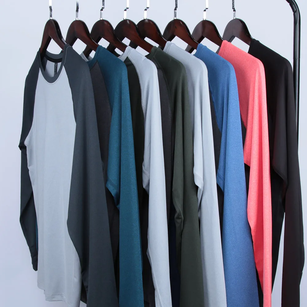 Men's Dry Fit Compression Shirt Fitness Rashguard Long Sleeves Running Gym T Shirt Sport Football Tight T Shirt for Men Training