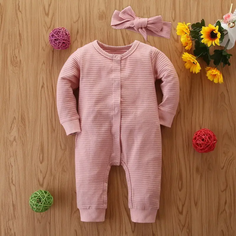 2PCS Newborn Kid Baby Girl Boy Clothes Knitted Romper Jumpsuit Solid Outfits Set | Детская одежда и обувь