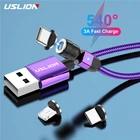 Магнитный кабель USLION usb-c, Micro USB, для iPhone 12 Pro Max, Xiaomi, Samsung, со светодиодной подсветкой, 3 А