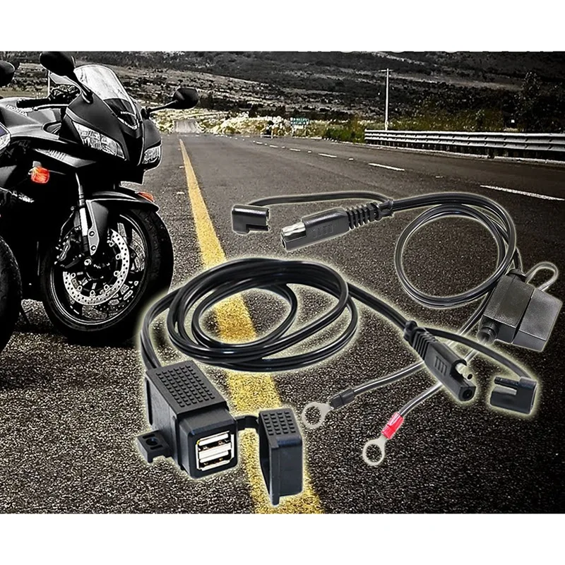 

Motorcycle Handlebar Charger Adapter Power Supply Socket Dual USB Port 12V Waterproof for Phone GPS MP4 DC 5V 2.1A