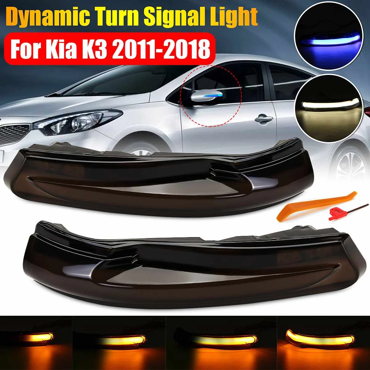 

2pcs LED Dynamic Turn Signal Light Side Mirror Sequential Lamp For Kia K3 Forte YD 2014 2015 2016 2017 2018