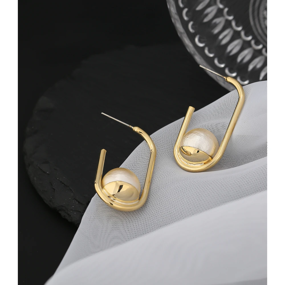 YMYW Fashion Korean Simulated Pearls Stud Earrings Charm Copper 16 k Plated Gold Metal for Women Pendientes Mujer 2019 | Украшения и