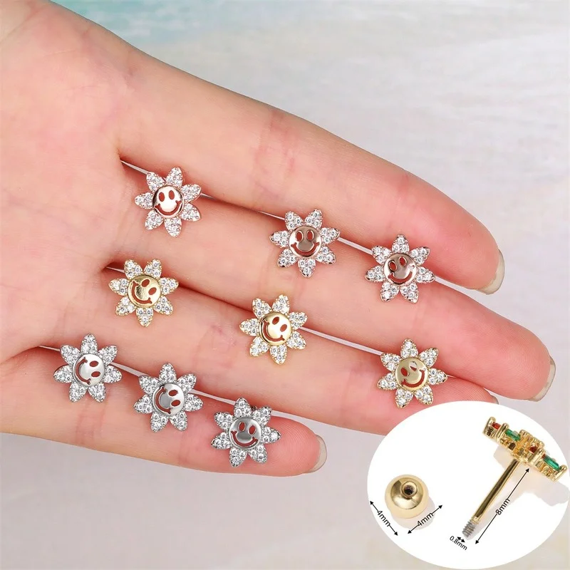 Ювелирные изделия для пирсинга новый дизайн Золотые серьги в виде смайлика