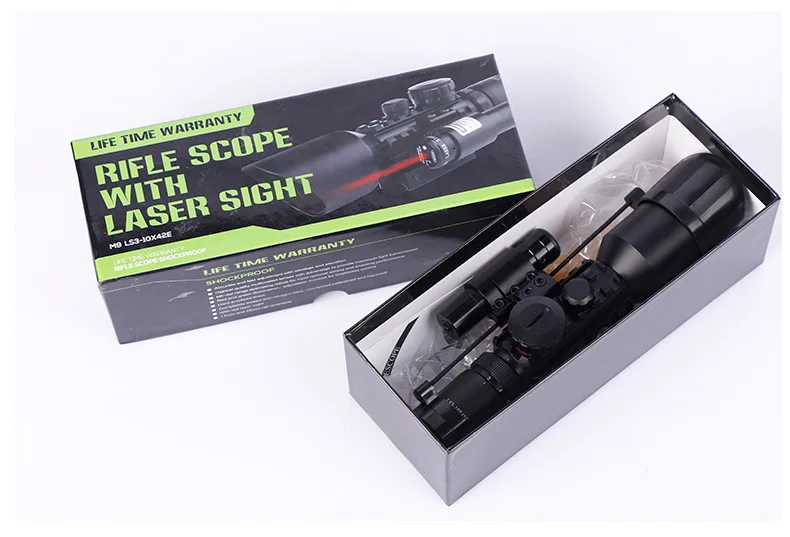 M9 3-10x42EG Tactical Optics Reflex Sight Riflescope Picatinny Weaver Mount Red Green Dot Hunting Scopes with Laser | Спорт и