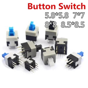 10 шт.лот 5,8*5,8 7*7 8*8 8,5*8,5 мм кнопочный переключатель тактильный переключатель самоблокировкавыключение кнопка фиксации Переключатель без блокировки