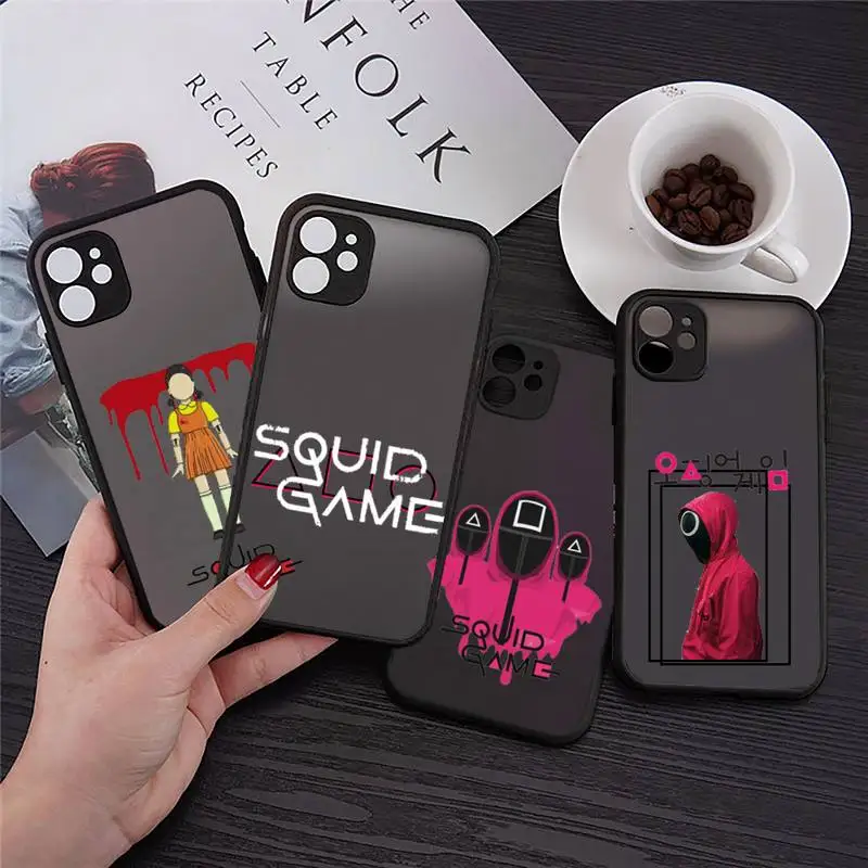 

Squid Game TV 456 Phone Case Transparent Matte for iPhone 7 8 11 12 s mini pro X XS XR MAX Plus Clear mobile bag Cheng Qixun