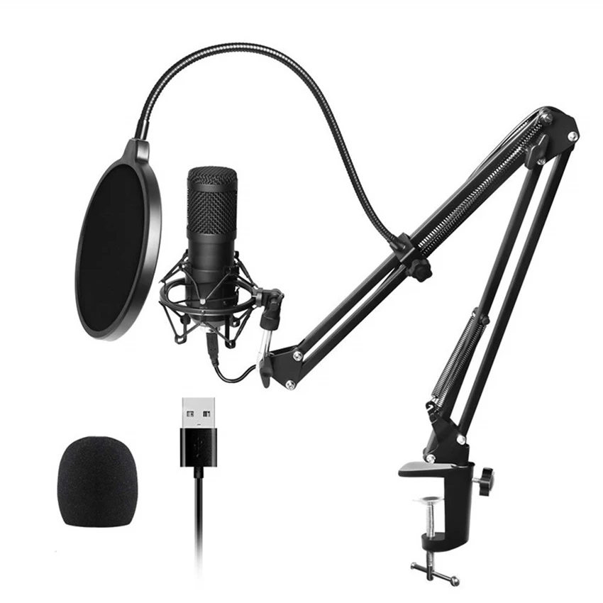 

USB микрофон комплект конденсаторный компьютер кардиоидный микрофон 192 кГц/24 бит для подкачки, игры, видео, потоковой передачи, записи музыки
