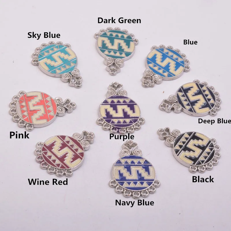 Круглый эмалевый Шарм соединитель из сплава с 7 отверстиями 12 шт. соединители для