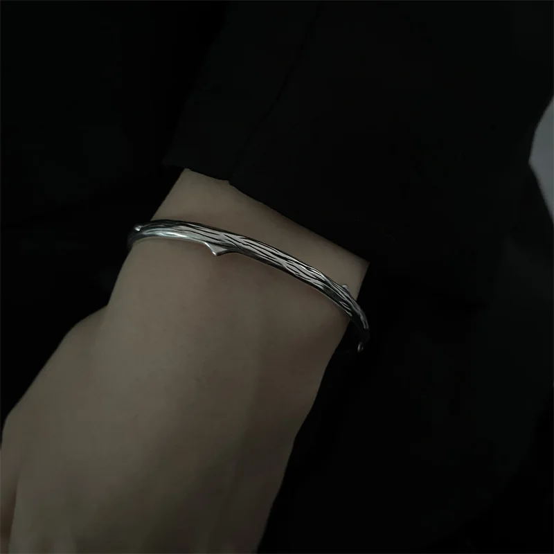 QMCOCO 925 Silver 2021 New Style Bangles Vintage Punk Opening Adjustable Geometry Trend Simple INS Man Woman Hand accessories | Украшения и