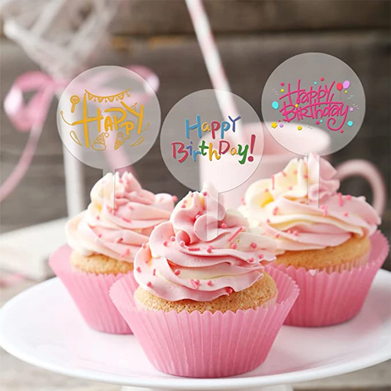 

Акриловый Топпер для торта на день рождения, красочные круглые, сердца, топперы для торта, плагины, украшения, товары для свадебной вечеринк...