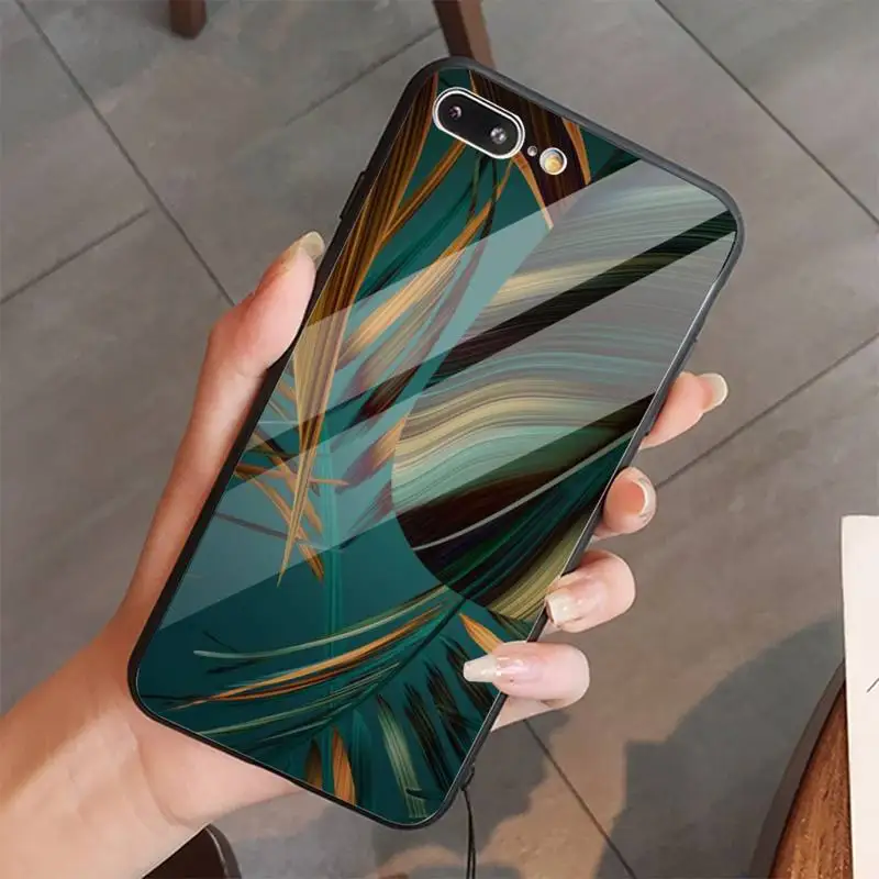 

Tropical Floral Botanic Banana Phone Case Tempered glass For iphone 5C 6 6S 7 8 plus X XS XR 11 PRO MAX