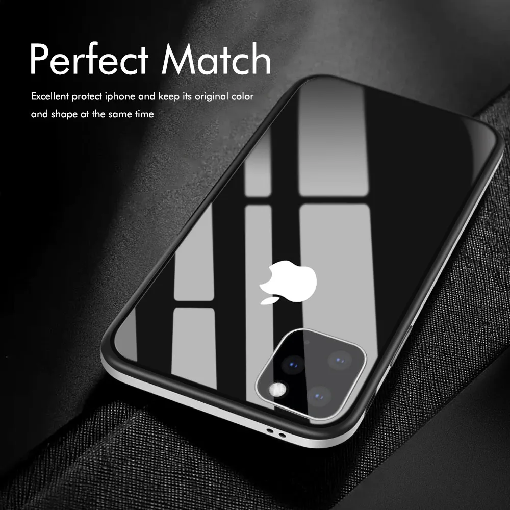 Металлический бампер задняя крышка из закаленного стекла для iPhone XR 11Pro X XS Max 7 86 6s