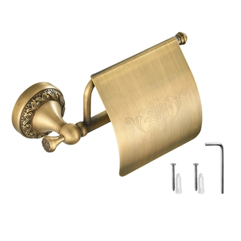 

Bathroom Accessories Antique Brass Carving Tissue Storage Rack Tissue Box