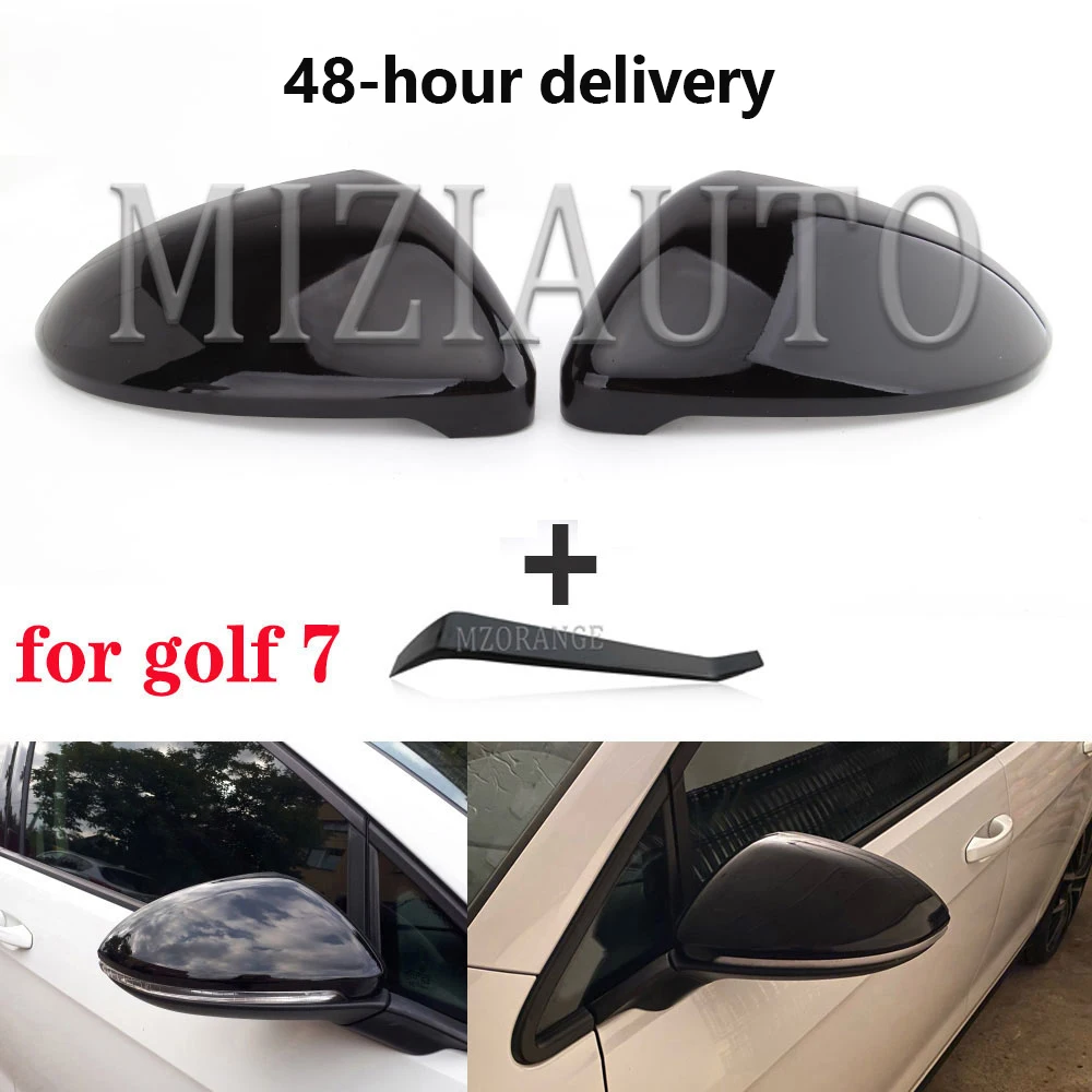 Cubierta de espejo retrovisor lateral para coche VW Golf 7 MK7 7,5 GTI Touran 2013-2020, herramientas de espejo, color negro brillante