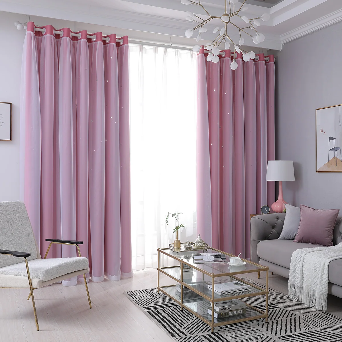 1/2 панелей оконные занавески двухслойная пряжа Тюль верхние звезды 5 цветов