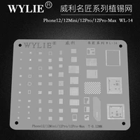 wylie wl 14 bga reballing stencil for iphone 1212 mini12 pro max a14 baseband cpu nand usb charger wifi u2 power pmic ic chip