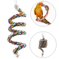 bird perch toy spiral cotton rope chewing bar parrot swing climbing standing toys with bell bird supplies parrots climbing toys