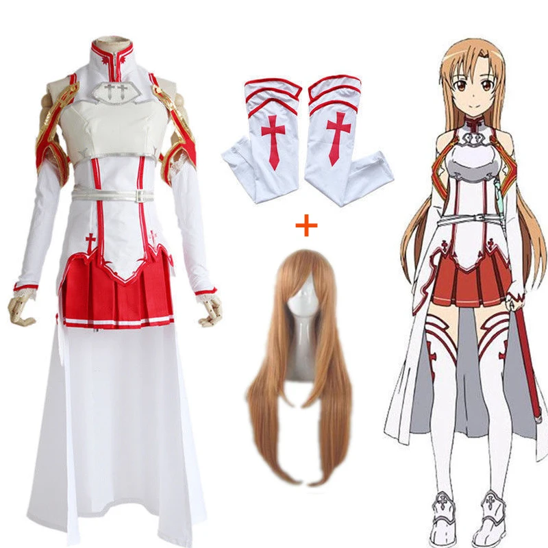 Косплей костюм Asuna Yuuki из аниме Искусство меча онлайн асуны для Хэллоуина боевой