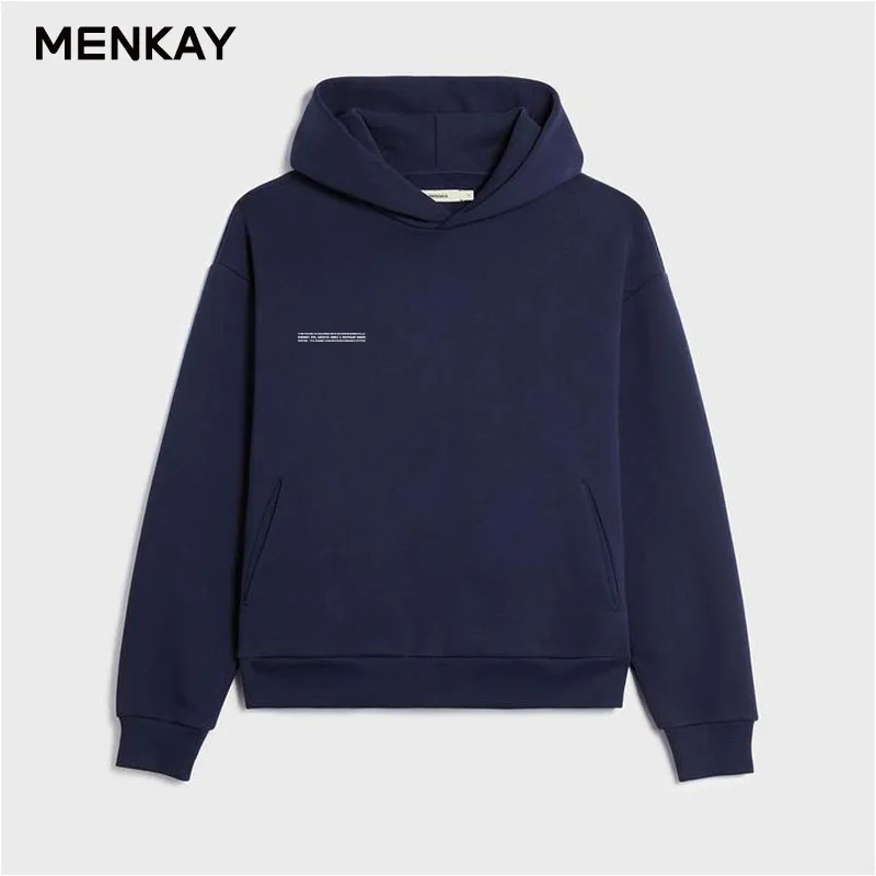 

MENKAY French Terry Women Loose Hooded Sweatshirts 100% Organic Cotton Oversized Hoodies Plus Size Female clothing