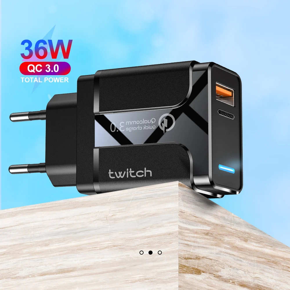 Twitch Quick Charge 4 0 3 USB зарядное устройство для iPhone 11 Pro Max Samsung Huawei мобильный телефон QC4.0