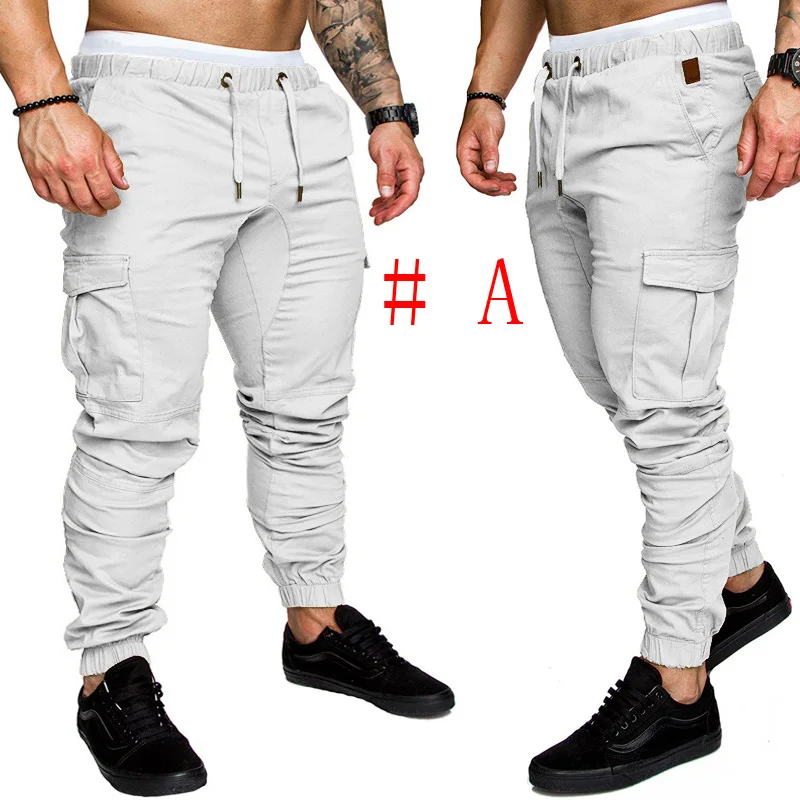 A Новые модные спортивные штаны, Мужские Jogger штаны похудания форма брюки повседневные брюки с эластичным поясом Мужские штаны длинные брюки - Цвет: A
